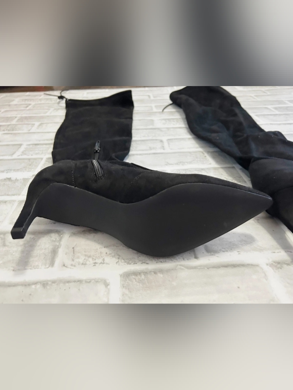 NEW in Box- JustFab Allysandra Black Suede Over-the-Knee Stiletto Boots - Picture 7 of 12